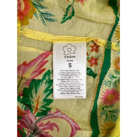 New FARM RIO size S small delicate fruit garden yellow sleeveless blouse top NWT - Picture 7 of 8